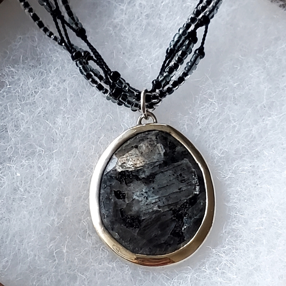 Silpada Sterling Silver Stormy Nights Feldspar Necklace N1895